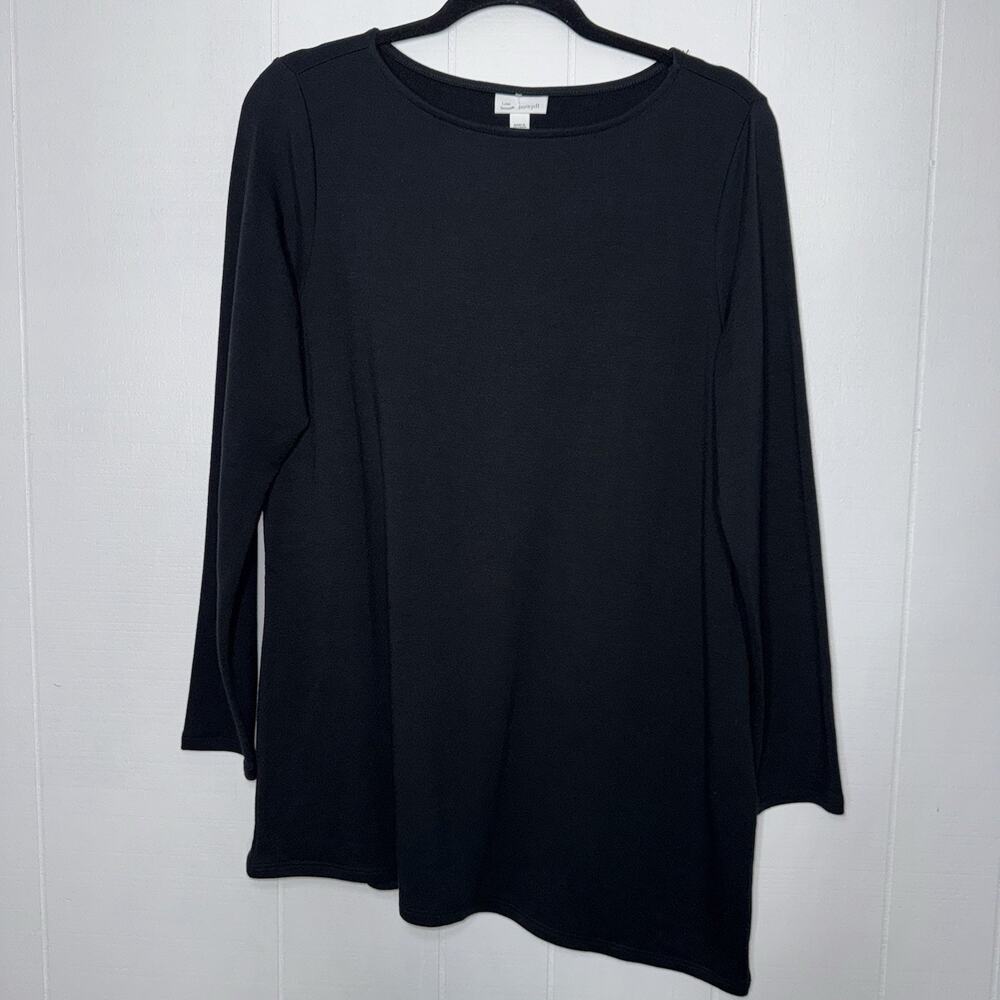Pure Jill Women’s Luxe Tencel Black Top Long Sleeve Asymmetrical Size M NWT